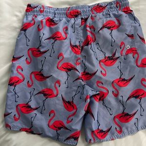 Old Navy men's size large light blue with flamingos swim trunks.